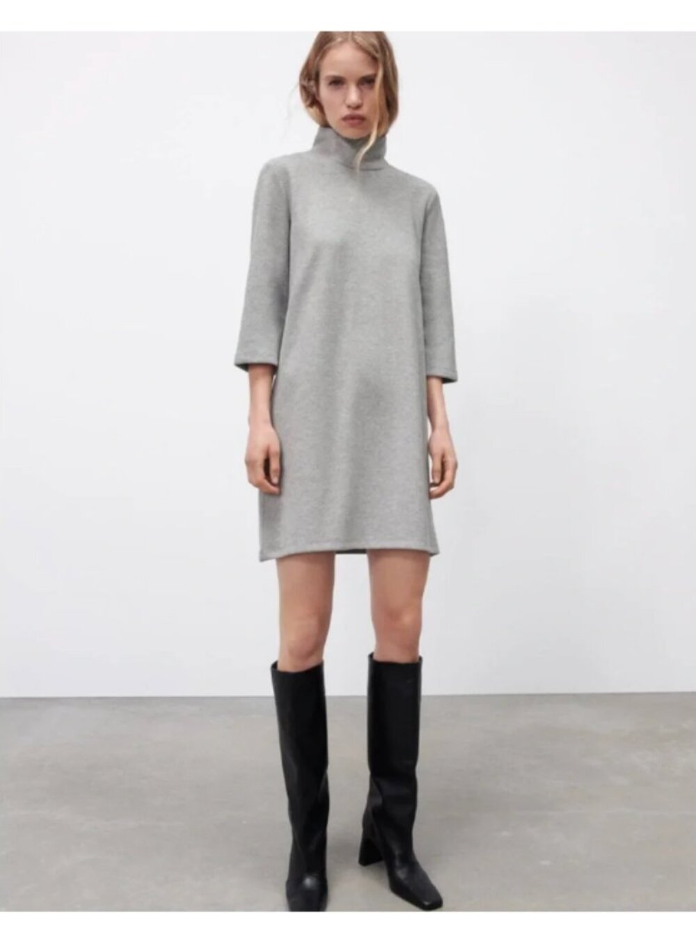 Zara Soft High Collar Mini Dress - Size M